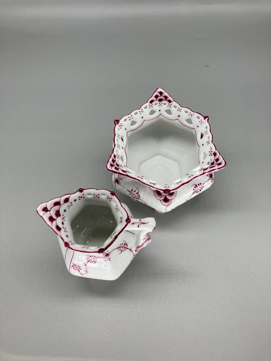 ロイヤルコペンハーゲン　フルレース　バーガンディ　2人用ティーセット_7