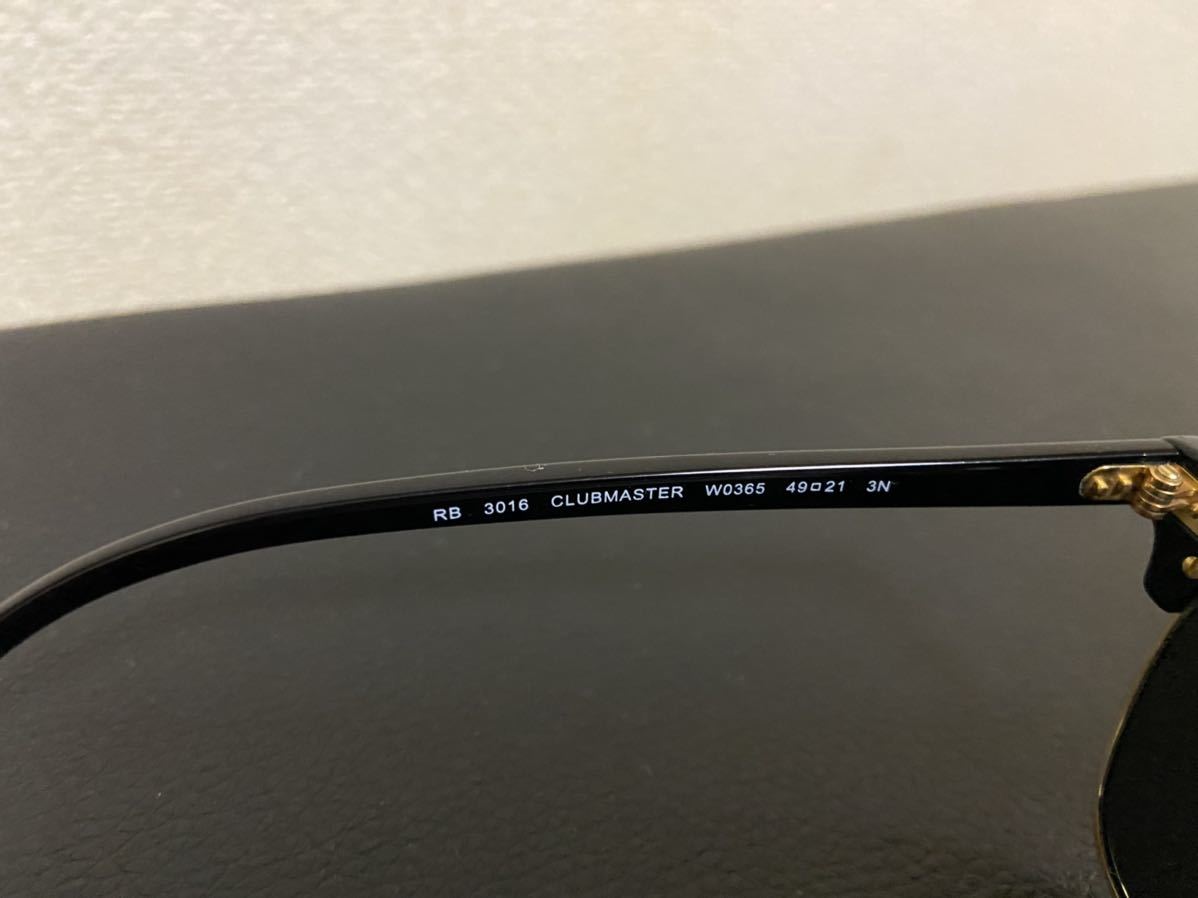 RayBan CLUBMASTER w0365 49□21 RB3016 美品 Clubmaster Ray-Ban RB3016 49&frasl;21&frasl;140 Sunglasses: Ebony&frasl;Arista&frasl;G-15