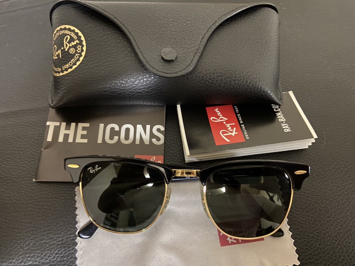 RayBan CLUBMASTER w0365 49□21 RB3016 美品 Clubmaster Ray-Ban RB3016 49&frasl;21&frasl;140 Sunglasses: Ebony&frasl;Arista&frasl;G-15
