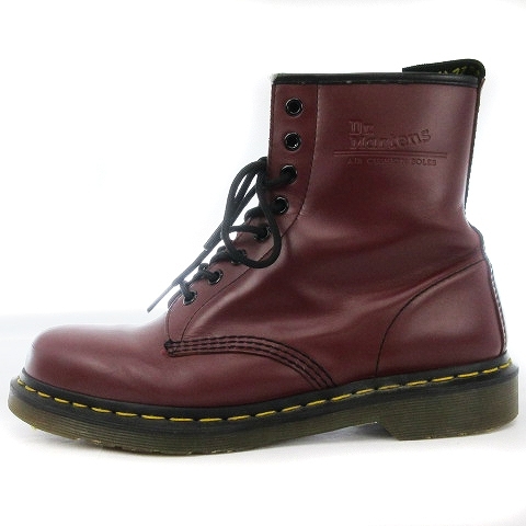 0 8ホール ドクターマーチン レッドステッチ スチールトゥ ポリッシュ ドクターマーチン DR.MARTENS 1460 8ホールブーツ レザー イエローステッチ ヒールループ 刺繍 チェリーレッド UK8 靴 ■SMV メンズ