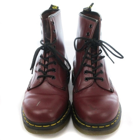 0 8ホール ドクターマーチン レッドステッチ スチールトゥ ポリッシュ ドクターマーチン DR.MARTENS 1460 8ホールブーツ レザー イエローステッチ ヒールループ 刺繍 チェリーレッド UK8 靴 ■SMV メンズ