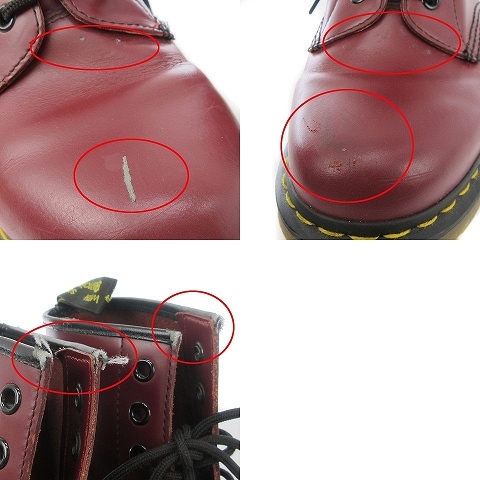 0 8ホール ドクターマーチン レッドステッチ スチールトゥ ポリッシュ ドクターマーチン DR.MARTENS 1460 8ホールブーツ レザー イエローステッチ ヒールループ 刺繍 チェリーレッド UK8 靴 ■SMV メンズ