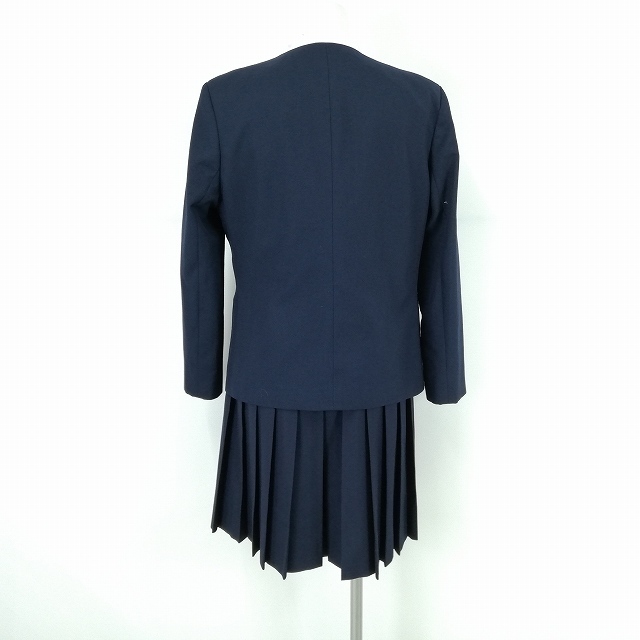 1円 イートン ジャンパースカート 紐タイ 等 上下4点セット 指定 冬物 長袖 女子 学生服 中学 高校 紺 制服 中古 ランクB EY2991_2