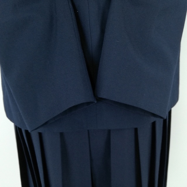 1円 イートン ジャンパースカート 紐タイ 等 上下4点セット 指定 冬物 長袖 女子 学生服 中学 高校 紺 制服 中古 ランクB EY2991_3