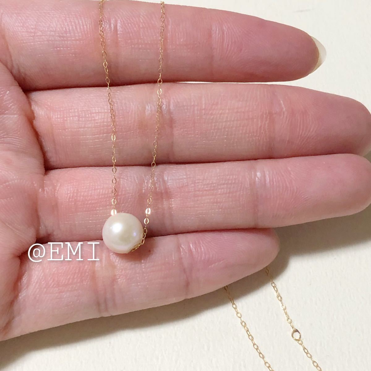 K18 淡水パール1粒ネックレス Au750 18金イエローゴールド シンプル  