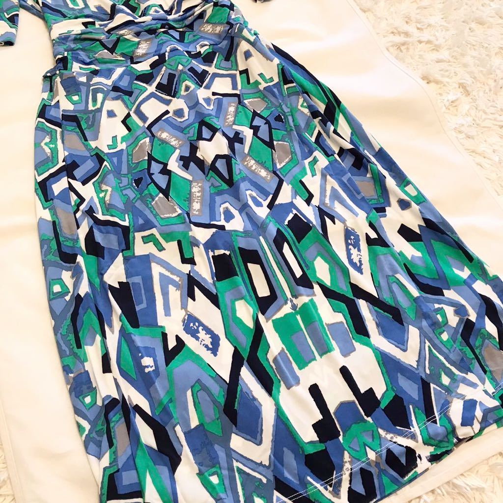 MARELLA MaxMara 幾何学模様 カシュクールワンピース ラップ風