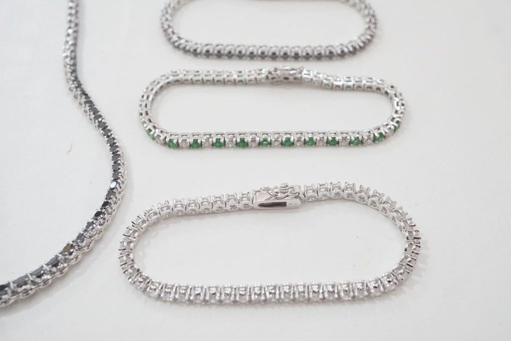 B626 CZ ジルコニア テニスネックレス ブレスレット 5点セット 925刻印 