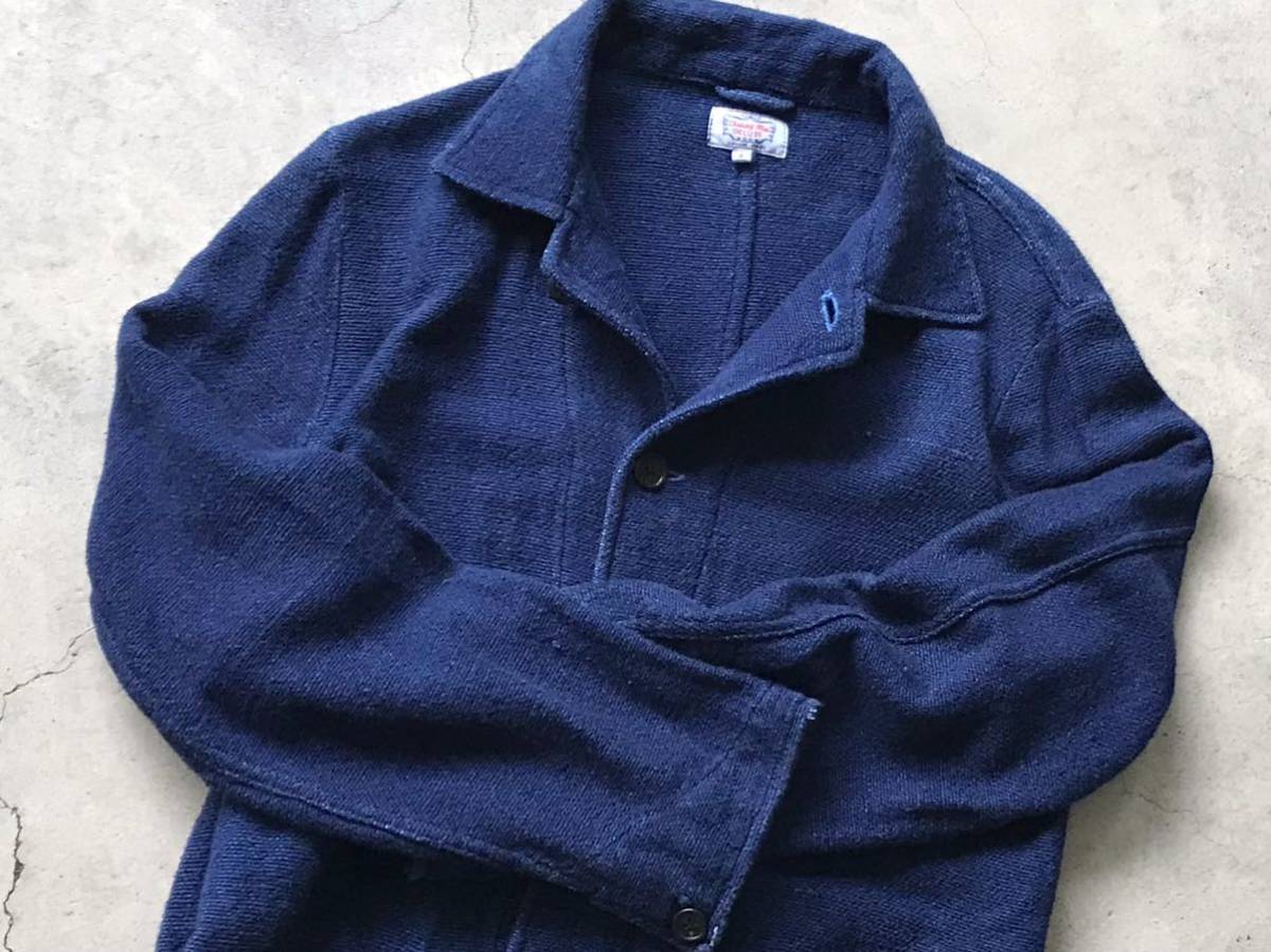 GAIJIN MADE インディゴ染め ニット ショップコート Ⅱ/M ハリウッド