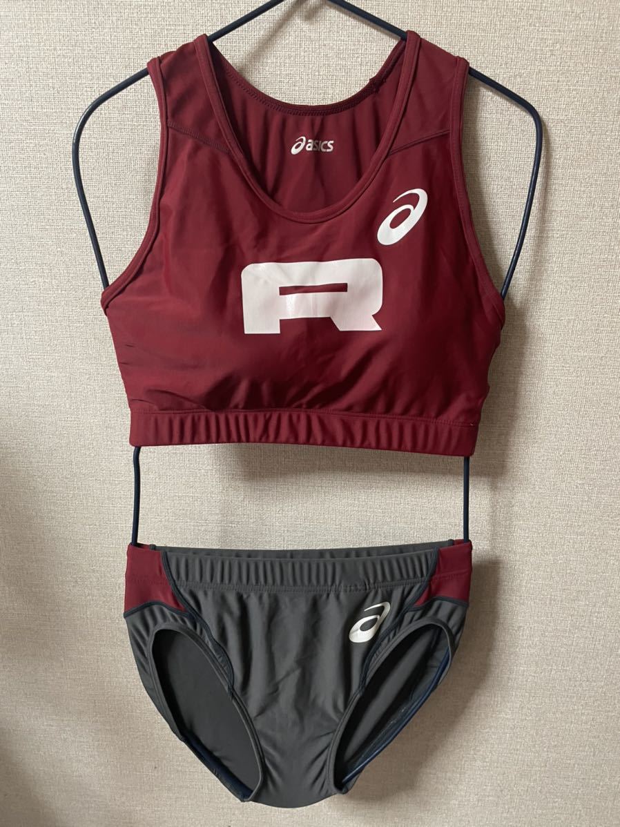 asics 筑●大学ロゴ入り 陸上 女子 Oサイズ レーシングショーツ ブルマ アシックス 女子陸上 レーシングブルマ 立命館大学 Lサイズ(パンツ
