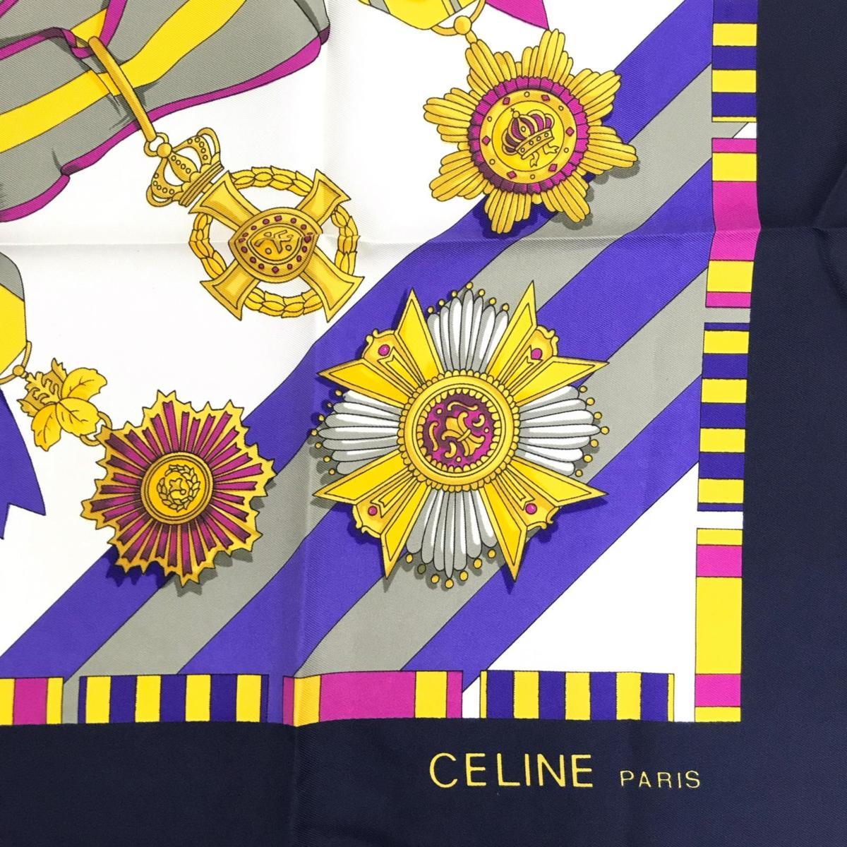 CELINE スカーフ セリーヌ シルク 大判 シルク100 - ストール レディース 大判スカーフ シルク100% イタリア製☆稀少☆CELINE 馬具柄☆大判スカーフ☆シルク セリーヌ☆馬 馬柄 タグ付き