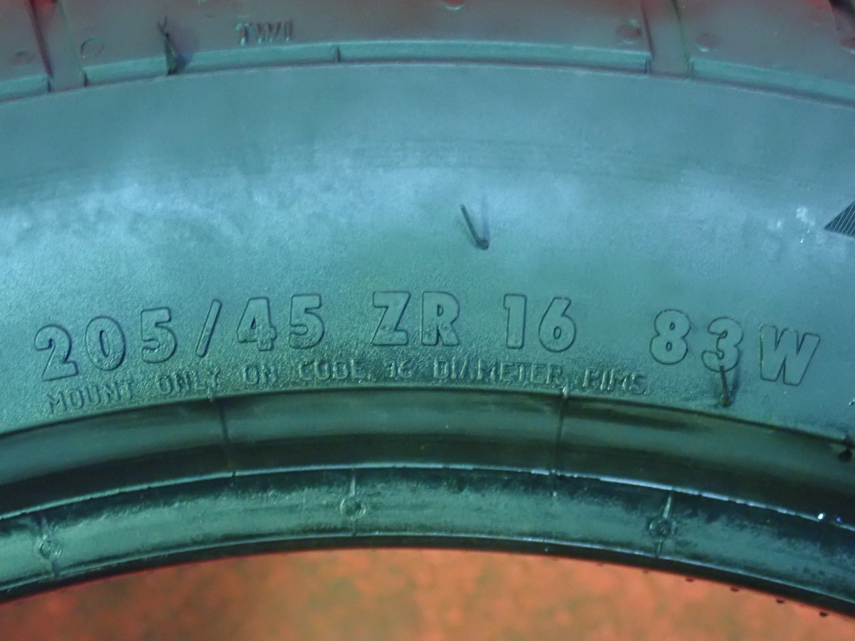 新品，新作登場 205/45R16●CONTINENTAL EXTREMECONTACT / 中古 ★ 2本(T-1558A-1)送料無料/沖縄別途