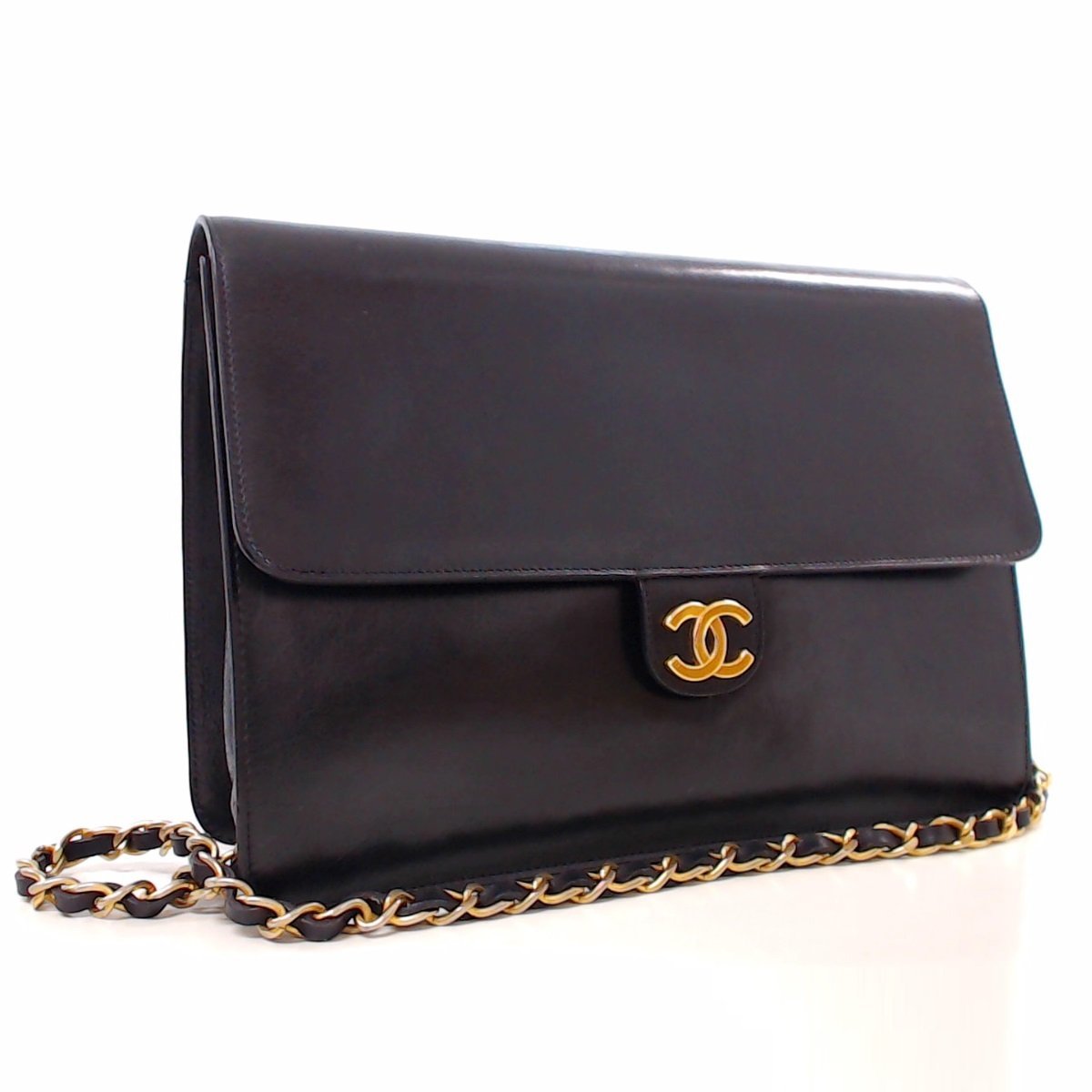 本物保証，セール 1円 シャネル カーフレザー 25cm プッシュロック チェーンショルダー 黒 G金具 CHANEL(ショルダーバッグ)｜売買されたオークション情報、yahooの商品情報をアーカイブ公開 - オークファン かばん、バッグ