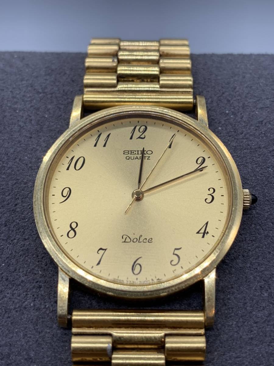 5441】￥1 SEIKO セイコー ドルチェ 14Kベゼル SS 7731-7000 メンズ 