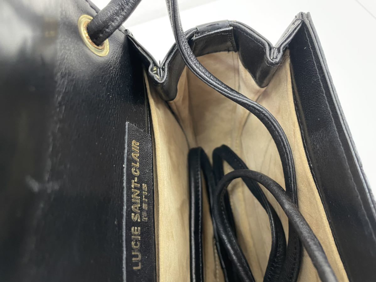 ルーシーサンクレール セミショルダーバッグ ブラック 美品 クロコダイル 本革 中古 LUCIE SAINT CLAIR クロコ 黒 肩掛け フラップ クロコレザー リアルレザー ワニ革 レディース 女性 定番 人気 ハンドバッグ LUCIE SAINT-CLAIR ルーシーサンクレール☆クロコダイル製 ショルダー