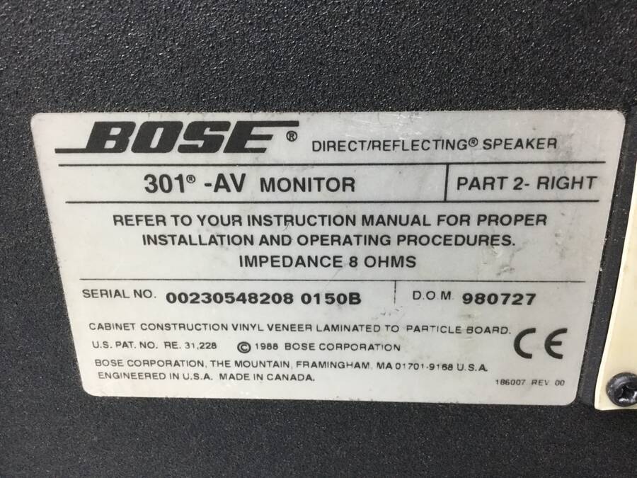 【新作登場，爆買い】 BOSE 301-AV MONITOR ボーズ 2way ペア ブックシェルフ型 スピーカー　ネットカバー4枚付き◆現状品