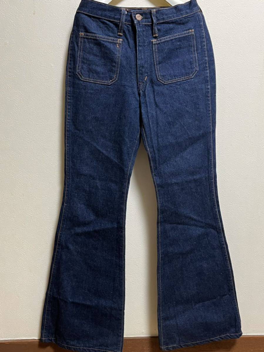 美品 濃紺 70s BIG JOHN ベルボトム 30 コーンミルズ オールド レトロ 
