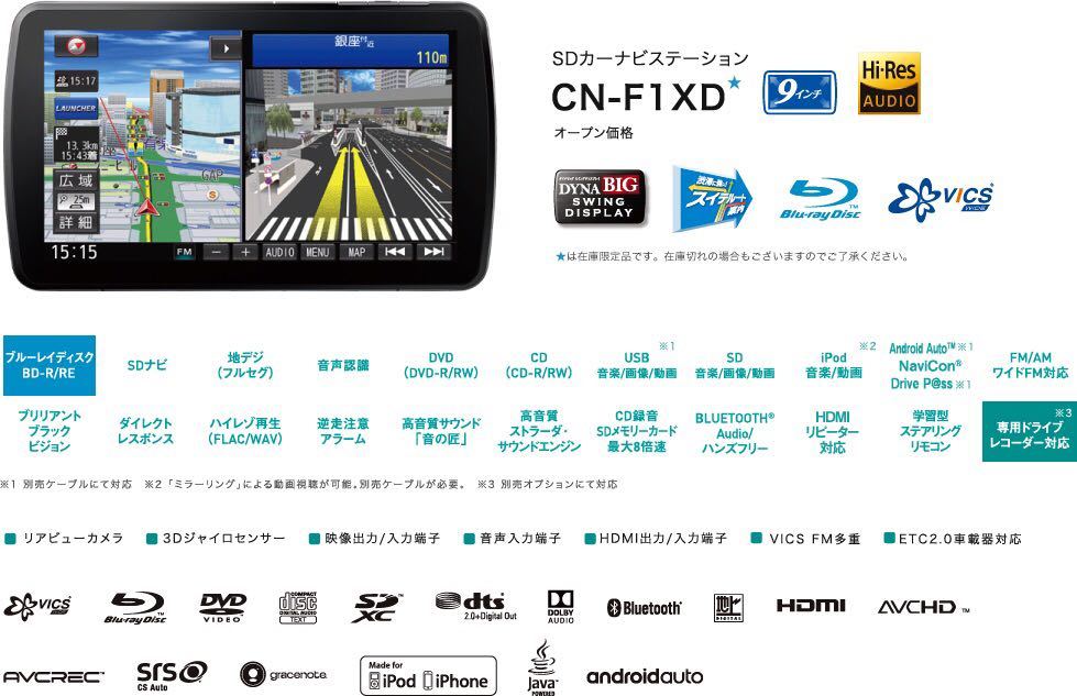 Panasonic ストラーダCN-F1XD 純正バックカメラ Blu-ray（CN-F1XD 