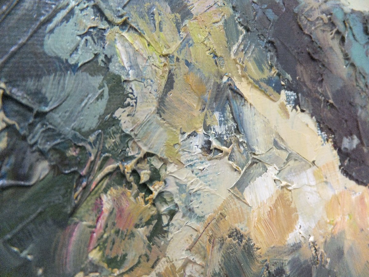正規品，お得】 ‡ 渡部ひでき 油絵 「桜島」 額入り 作品サイズ 約64cm×