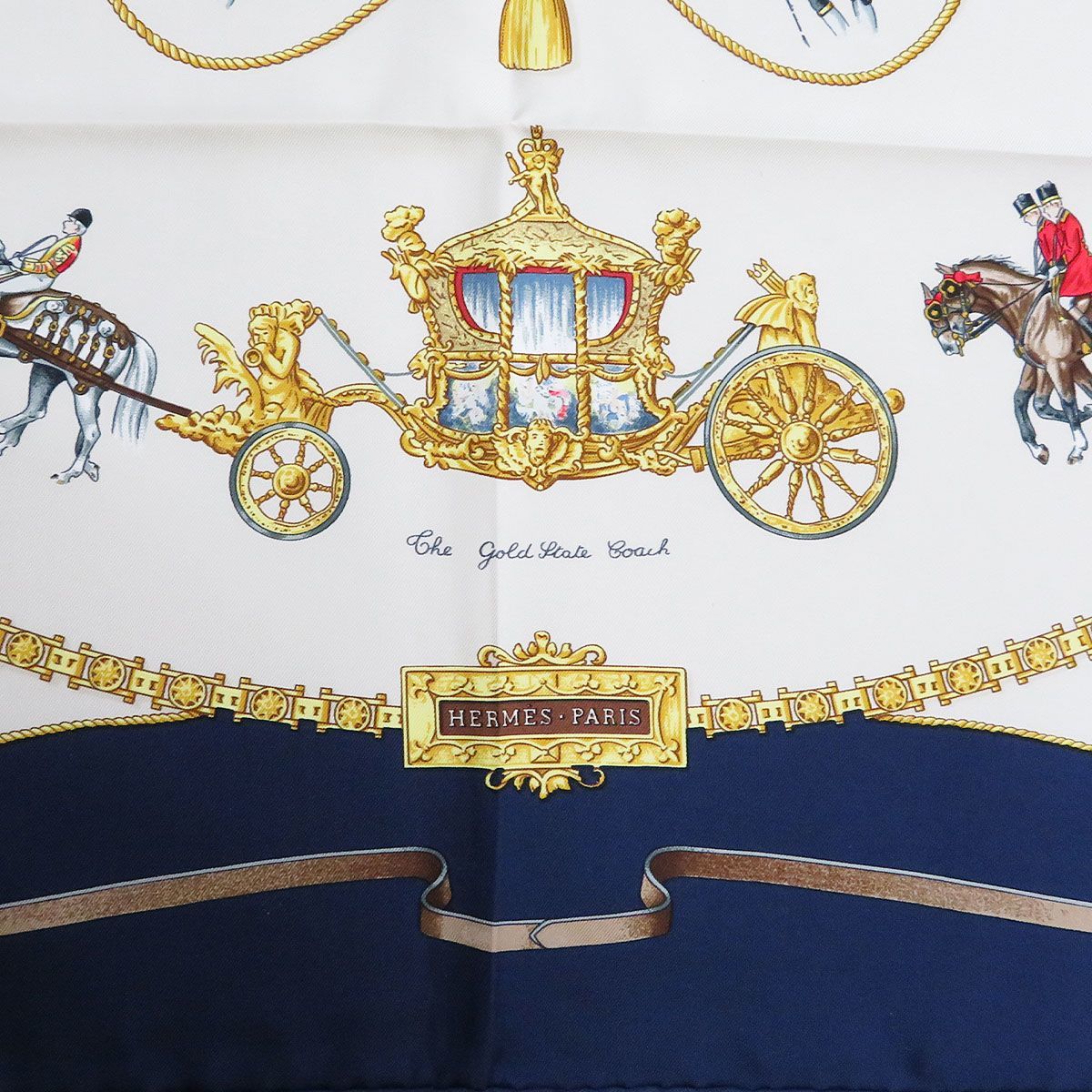 エルメス スカーフ美品 カレ90 馬/馬車 鈍い