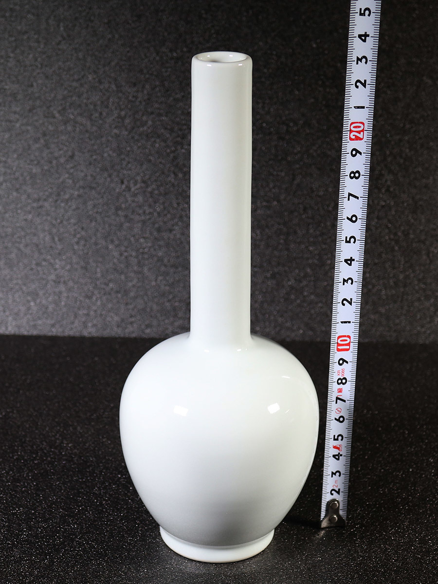 京焼】清水焼三浦竹泉 鶴首花瓶 未使用保管品 三浦竹泉 白磁鶴首 花瓶