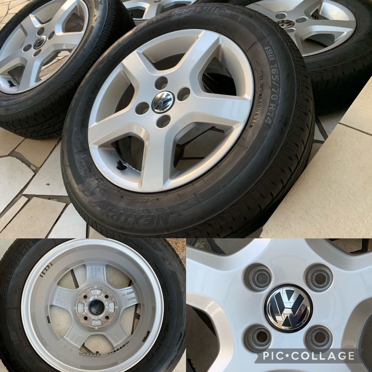 美品&2021年製造タイヤ】165/70R14インチ VW フォルクスワーゲン 純正 