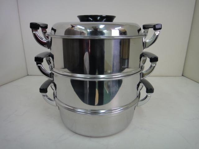 格安，豊富な 4925 神子島製作所 丸型蒸し器 IH対応 3段 PE18-0 27cm PEACH BRAND HOLLOW WARE 桃印 良品(調理器具)｜売買されたオークション情報、yahooの商品情報をアーカイブ公開 - オークファン その他