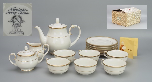 AZ-261 Noritake Tuory China LINTON 金彩 ティーセット 未使用 箱付
