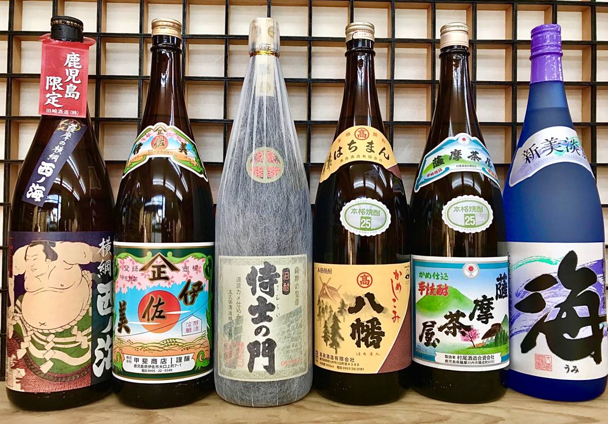 即決【薩摩の皇帝侍士の門（特約店完全限定）・ 伊佐美 ・八幡 ・ 海 ・薩摩茶屋・横綱西ノ海（高上鹿児島限定品）： 芋焼酎 1800×６本 】