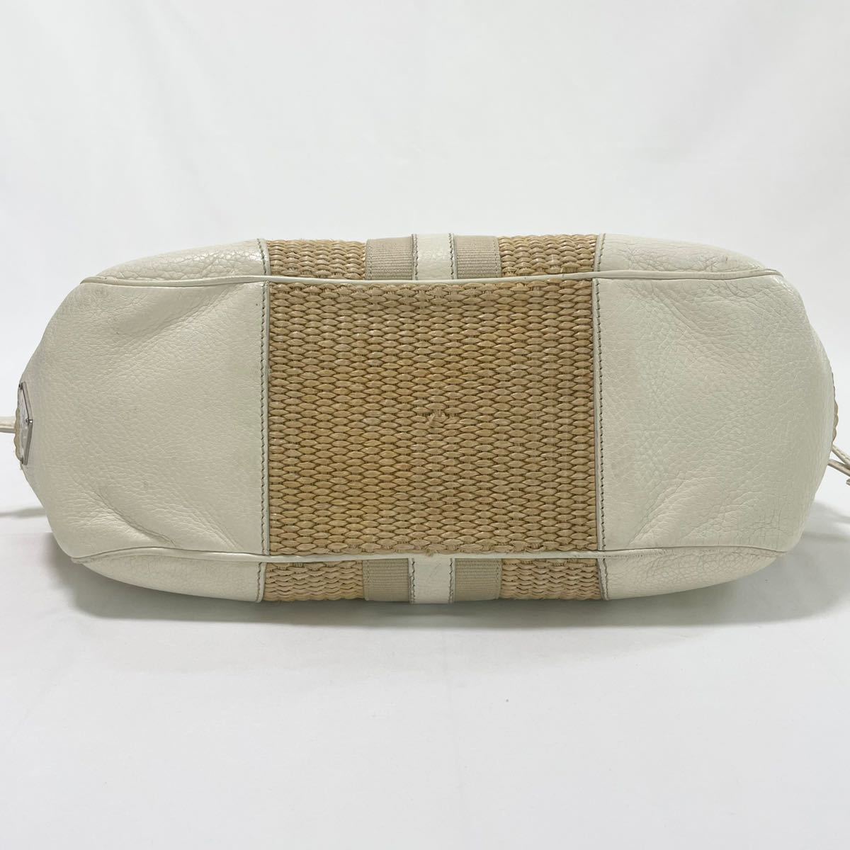 1円〜□稀少品□ PRADA プラダ ラフィア カゴバッグ 三角ロゴ トート 