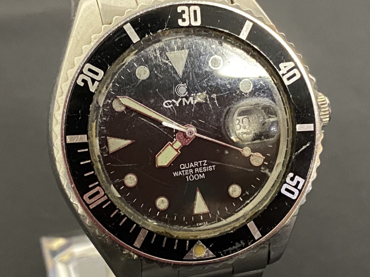 A2 CYMA シーマ ダイバー時計 100M クオーツ デイト 911 メンズ腕時計 