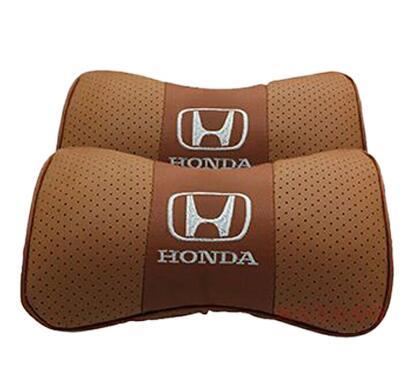 送料無料 新品 ホンダ風 HONDAロゴ ネックパッド 車内装 ヘッドレスト 首枕 車載 2個セット 本革レザー ブラック カーアクセサリ_3