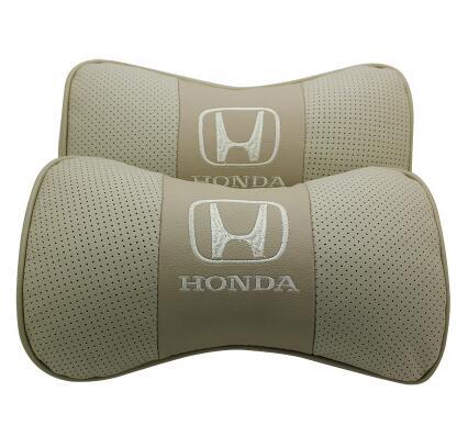 送料無料 新品 ホンダ風 HONDAロゴ ネックパッド 車内装 ヘッドレスト 首枕 車載 2個セット 本革レザー ブラック カーアクセサリ_4
