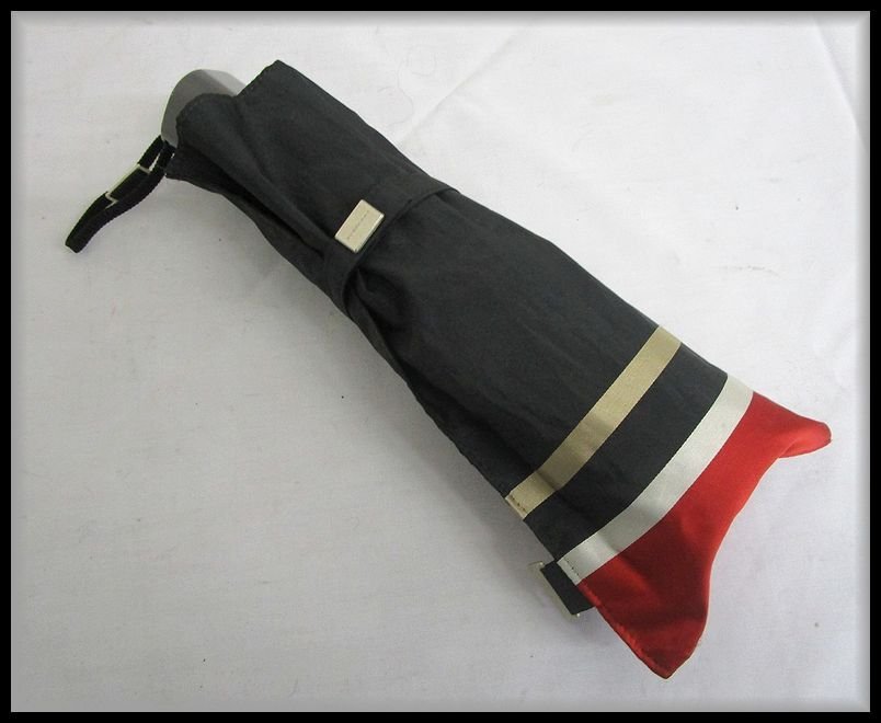 ZEROnet]☆BURBERRY バーバリー 折り畳み傘 55㎝ 黒×ゴールド×白×赤