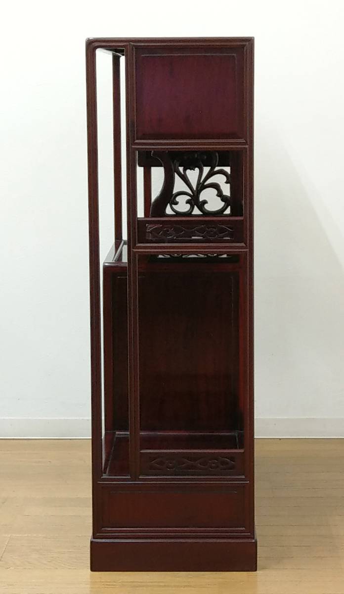 木製 唐木 花梨無垢 違い棚 飾り棚 茶棚 煎茶棚 茶箪笥 収納棚