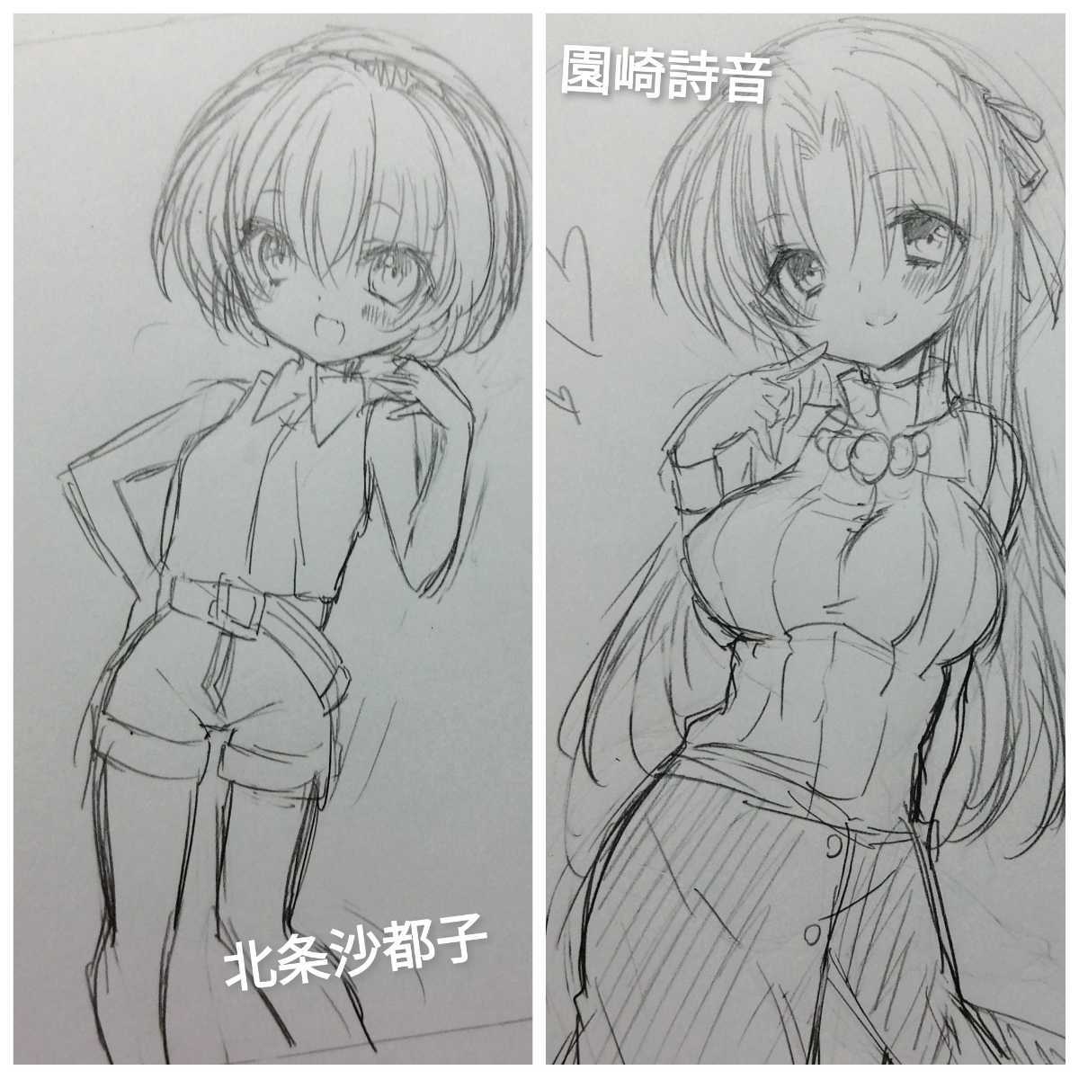15枚◇手描きイラスト【鉛筆ラフ】ひぐらしのなく頃に(レナ/魅音/詩音