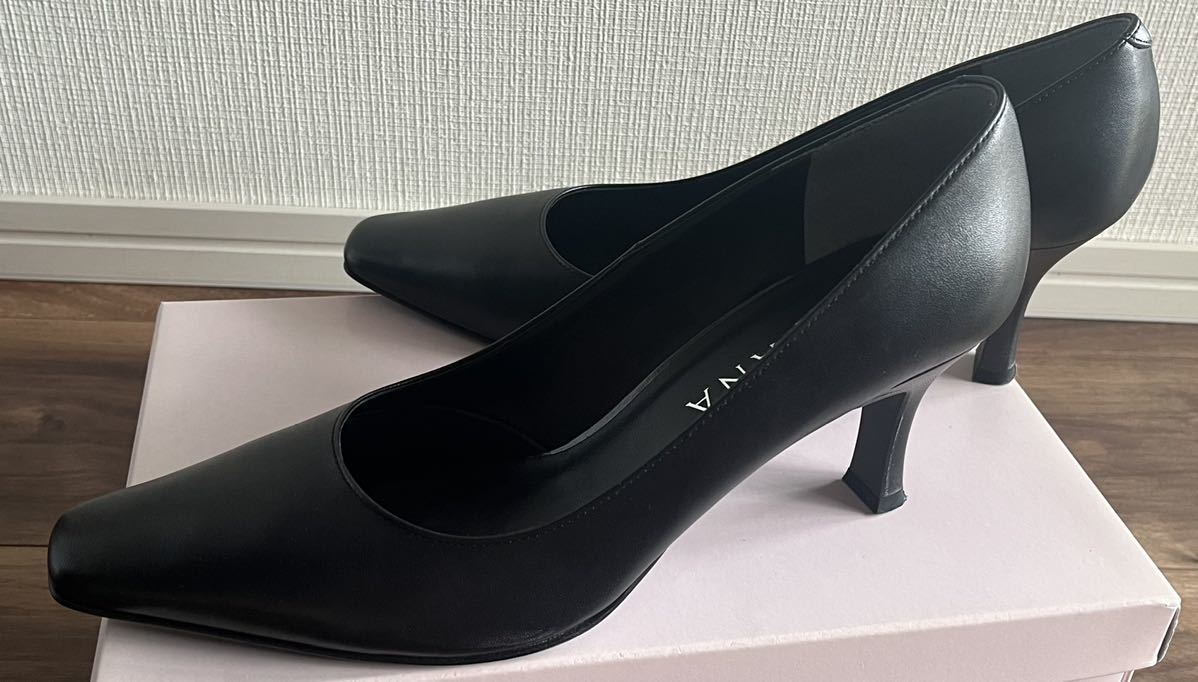 DIANA ダイアナ パンプス フォーマル ブラッ24.5㎝ 箱付 スクエアトウ