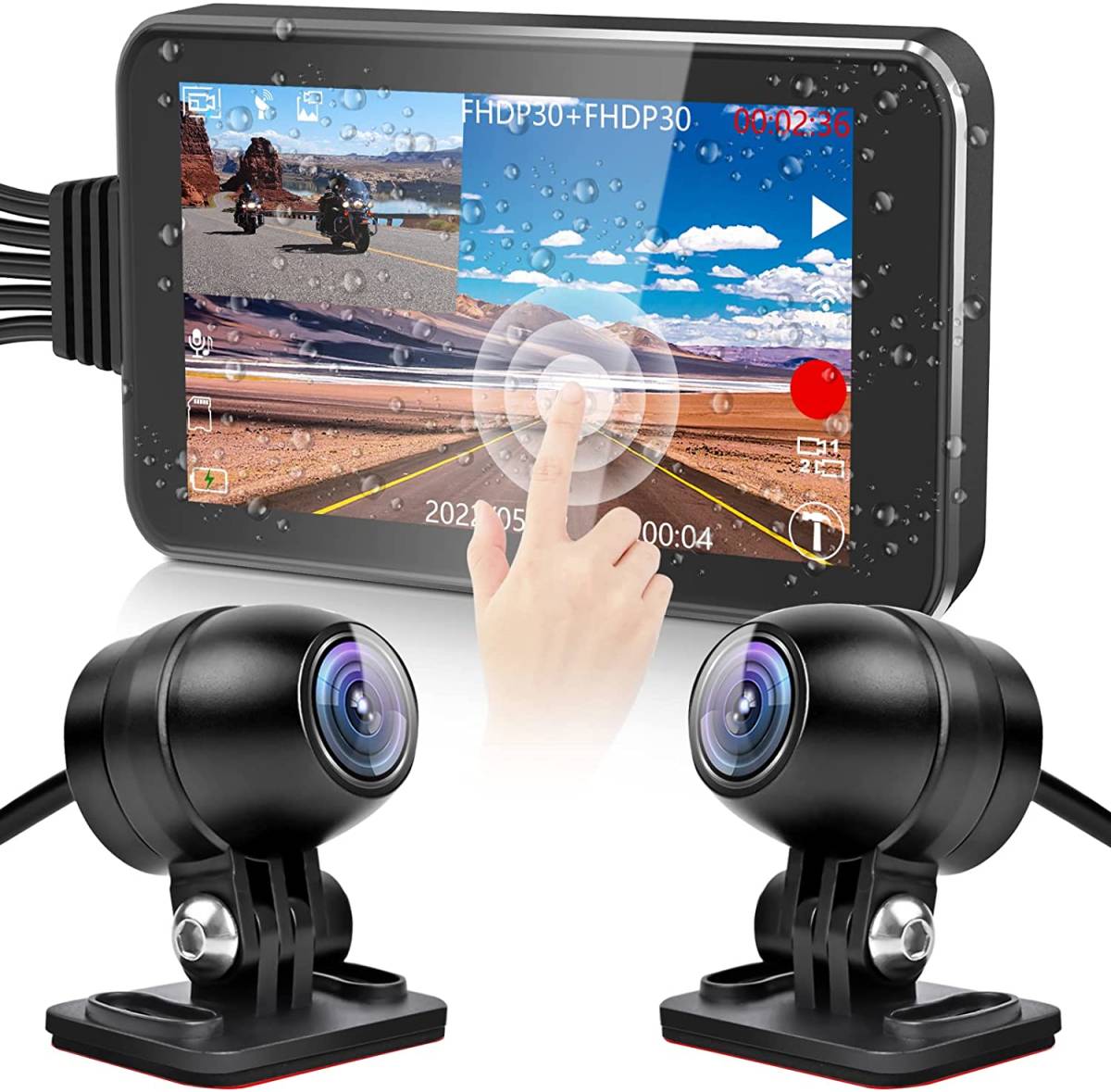 ★☆【2022最新大画面モデル】 バイク用 ドライブレコーダー 4インチタッチパネル LXMIMI バイク ドラレコ 前後2個カメラ 【MOL0615】☆★