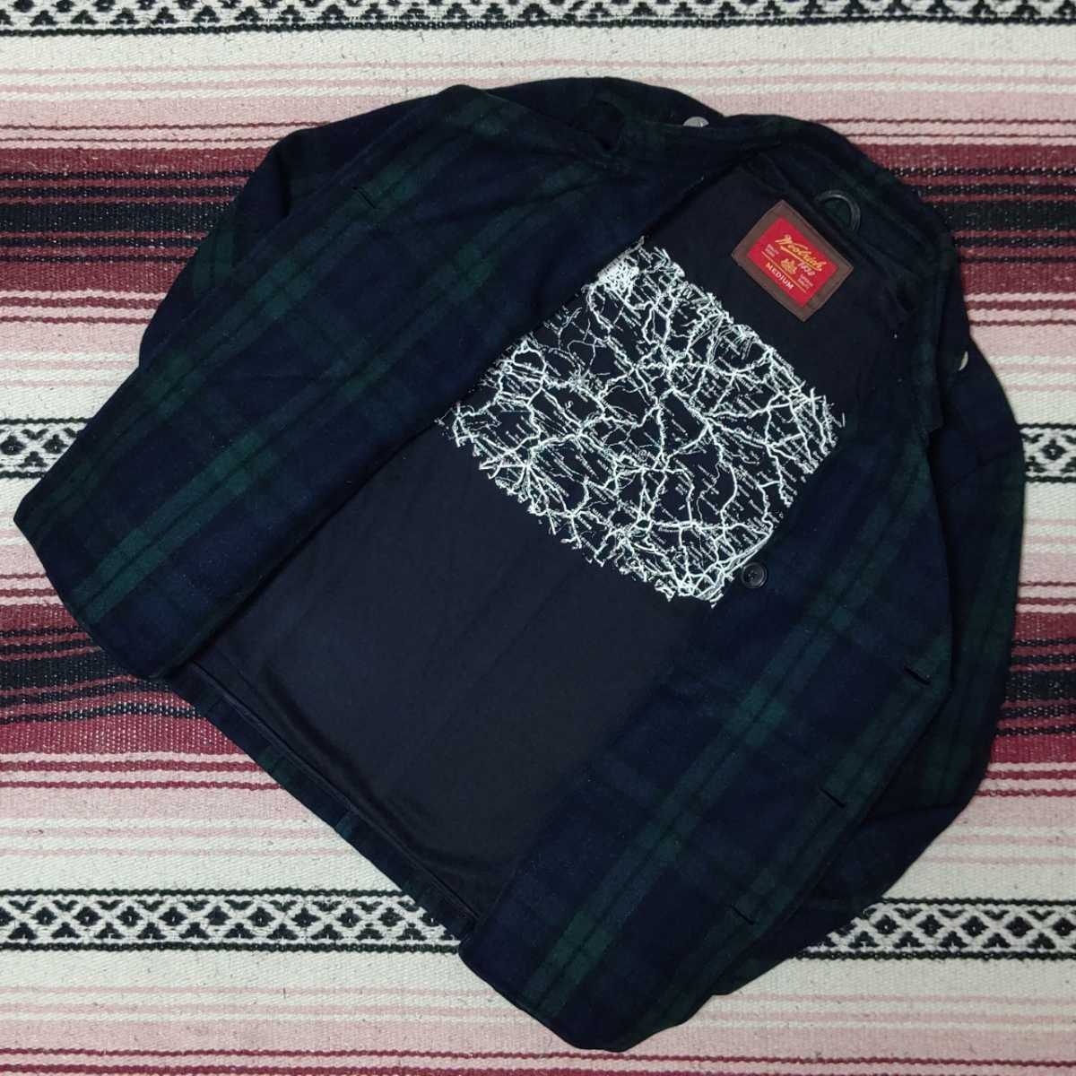 WOOLRICH】ウールリッチ Pコート メルトン ウール混 タータンチェック 
