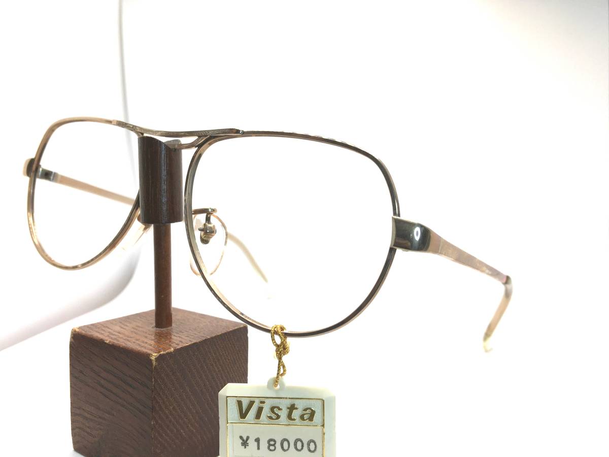 昭和時代メガネ【VISTA M-385】金色 50㎜ レンズなし 希少品 1/20 GF 