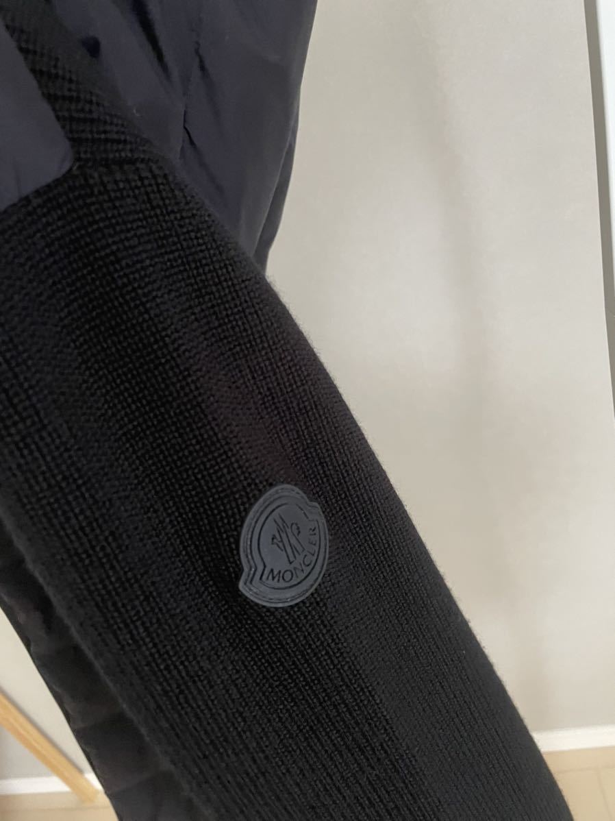 【美品/Lサイズ】モンクレール　ハイブリッドニット　サイドワッペン　黒　正規品 美品/Lサイズ】モンクレール ハイブリッドニット サイドワッペン 黒
