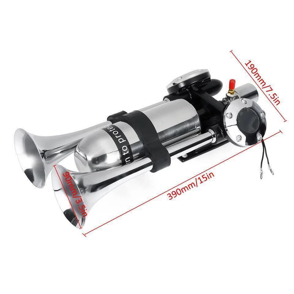 【人気定番，豊富な】 12v 24v 兼用 新型　新幹線ホーン 500db エアーホーン ホーン ヤンキーホーン 大音量 トラック デコトラ　2連