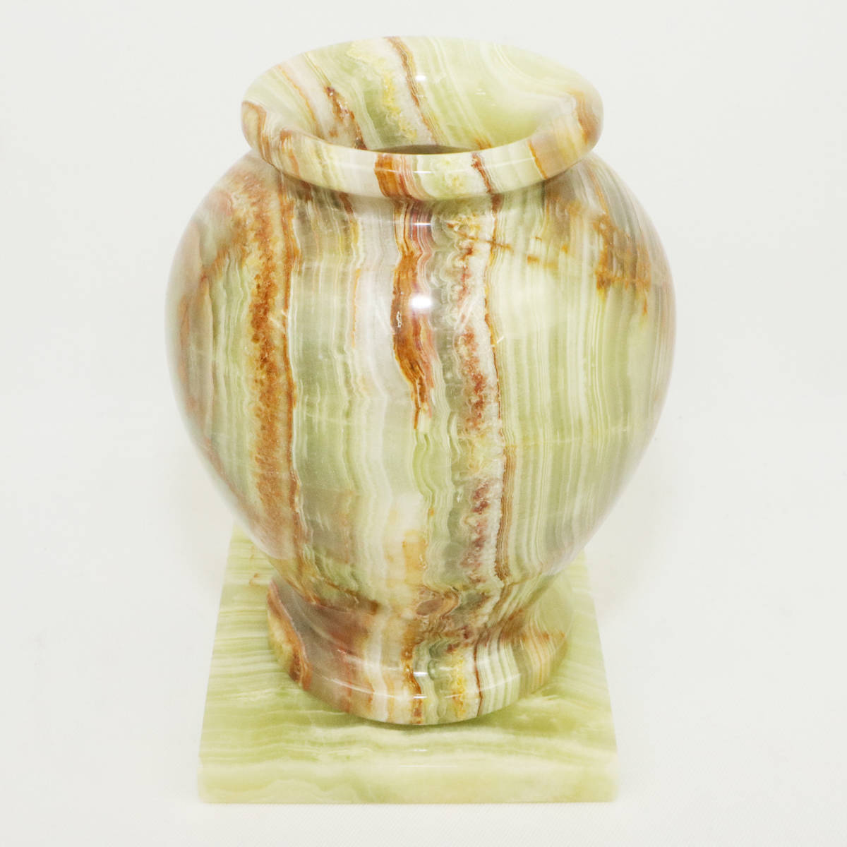 天然石 オニキス 縞めのう石製 花瓶 花器 オニックス フラワーベース