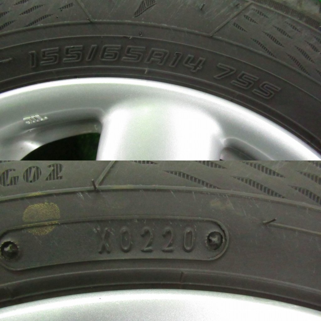 スズキ ラパン HE22S 純正 155/65R14 2020年製 8部山 14×4.5J +45 PCD100 4穴 GOOD YEAR ラパン HE22S スズキ 14×4.5J アルミ タイヤ付