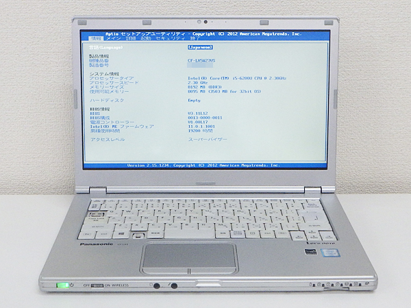 Panasonic Let's note CF-LX5W27VS Core i5 6200U 2.3GHz 8GB ジャンク