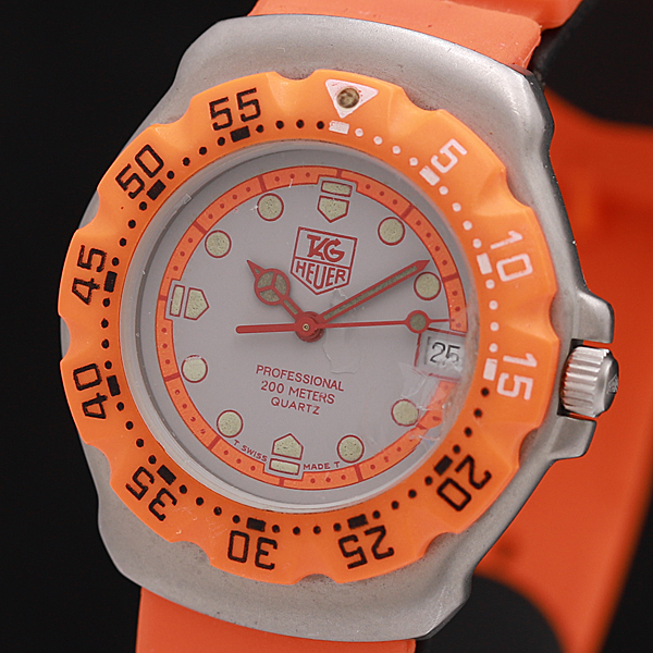 1円□稼働□正規品【タグホイヤー】QZ プロフェッショナル200m デイト