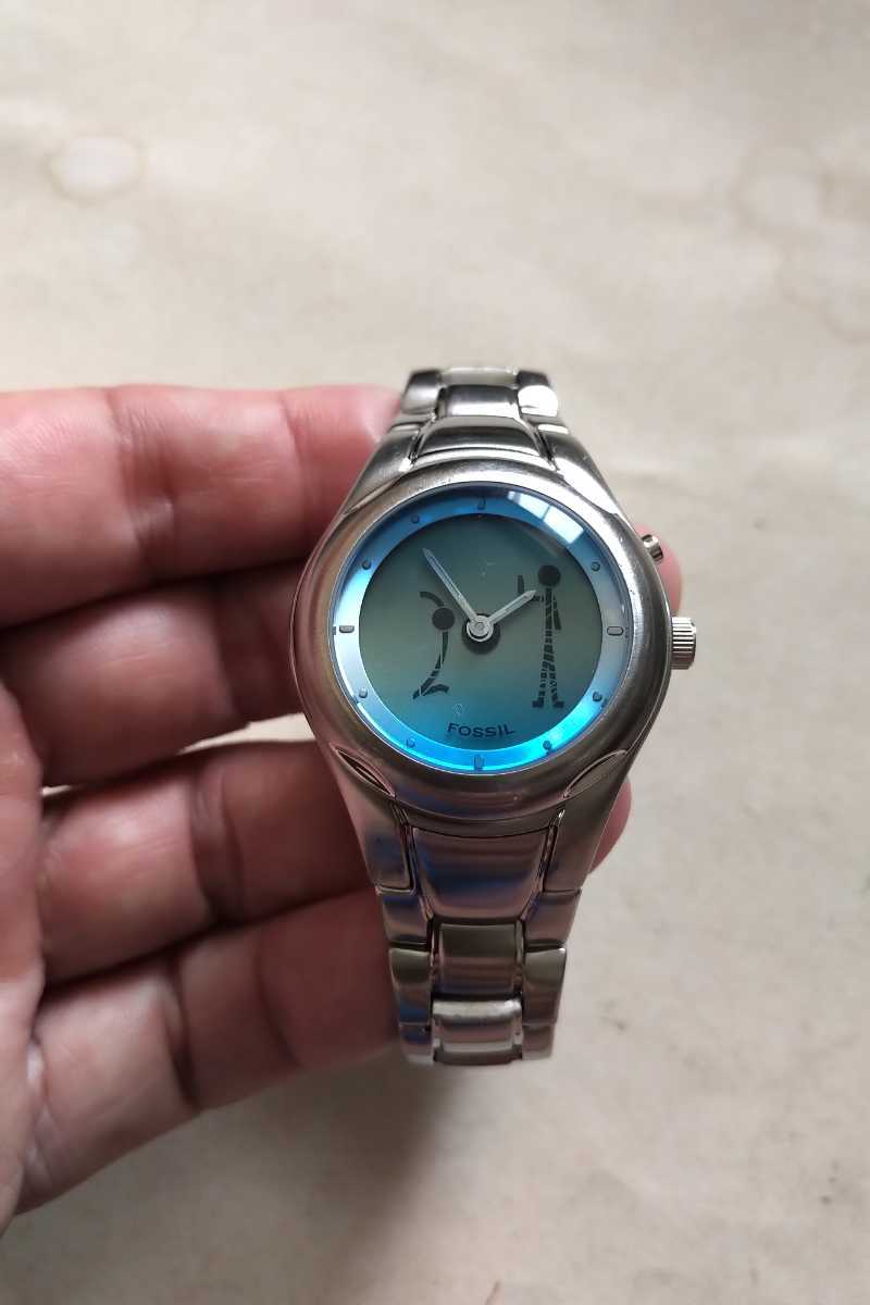 フォッシル FOSSIL 電池交換済み ミッドサイズ デジアナ 純正ブレス仕様 デジタルグラフィックセコンド