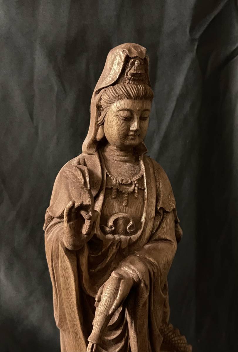 井波彫刻 高36cm 仏教工芸品 香樟材 時代彫刻 古美術 木彫仏教