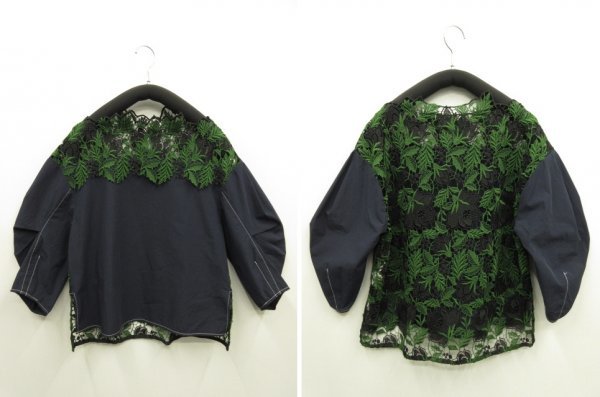 マーレンダム MARLENEDAM マーレン・ダム モヘヤ ニット×花柄レース size42 マーレンダム MARLENEDAM ★ レース 切替 コットン混 プルオーバー ブラウス ★ サイズ38