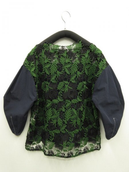 マーレンダム MARLENEDAM マーレン・ダム モヘヤ ニット×花柄レース size42 マーレンダム MARLENEDAM ★ レース 切替 コットン混 プルオーバー ブラウス ★ サイズ38