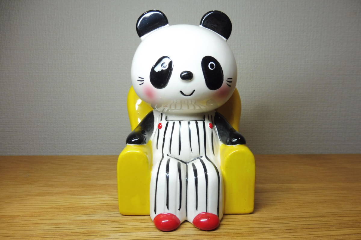 当時物 内藤ルネ RUNE 貯金箱 昭和レトロ レトロポップ 陶器 置物 インテリア パンダ 椅子 ファンシー ディスプレイ　B